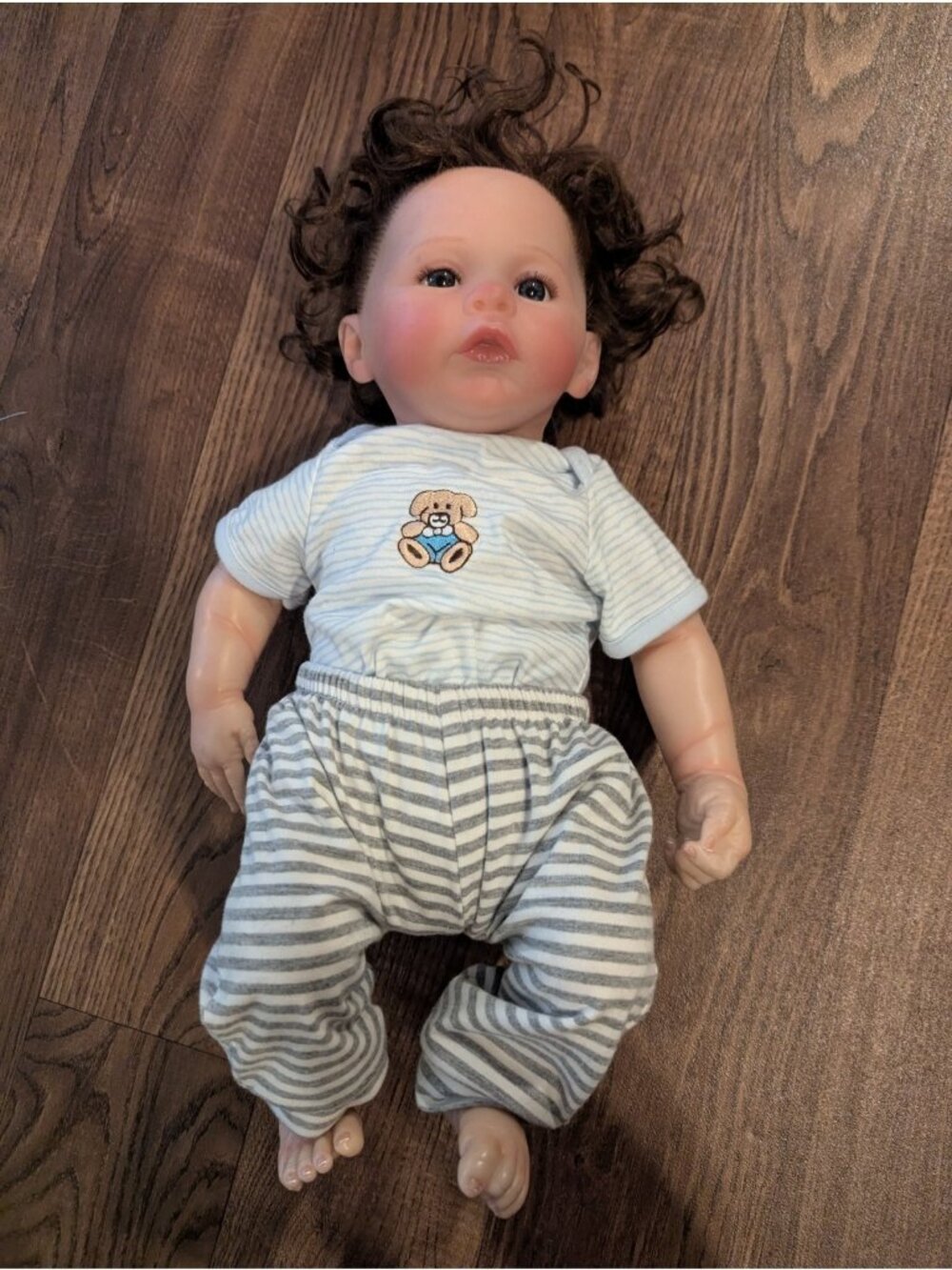 Reborn Baby Doll by Andrea Arcello Lifelike Rooted Hair Artist Doll Brown Curly